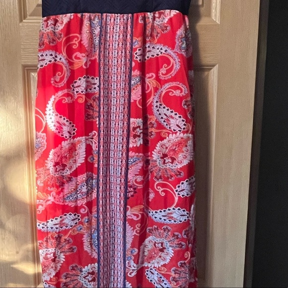 Strapless navy and red maxi dress - Picture 14 of 14